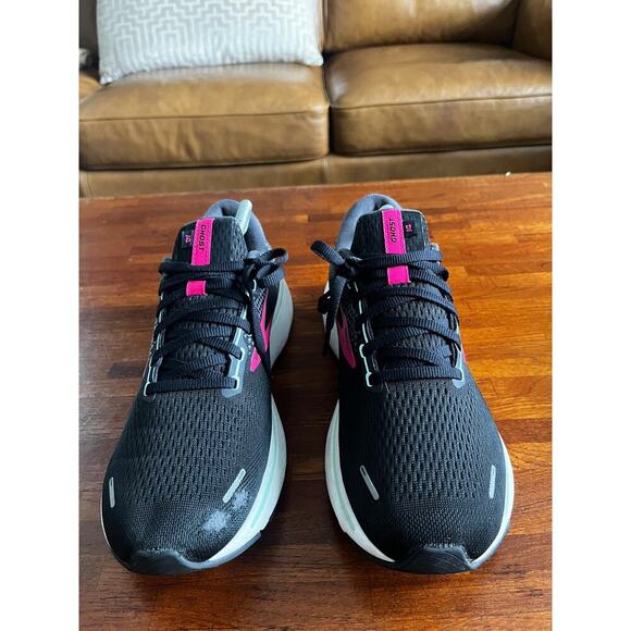 Brooks Ghost 14 Mesh Low Top Running Sneakers Shoes Black/Pink/Yucca Womens 11.5 - Picture 4 of 9